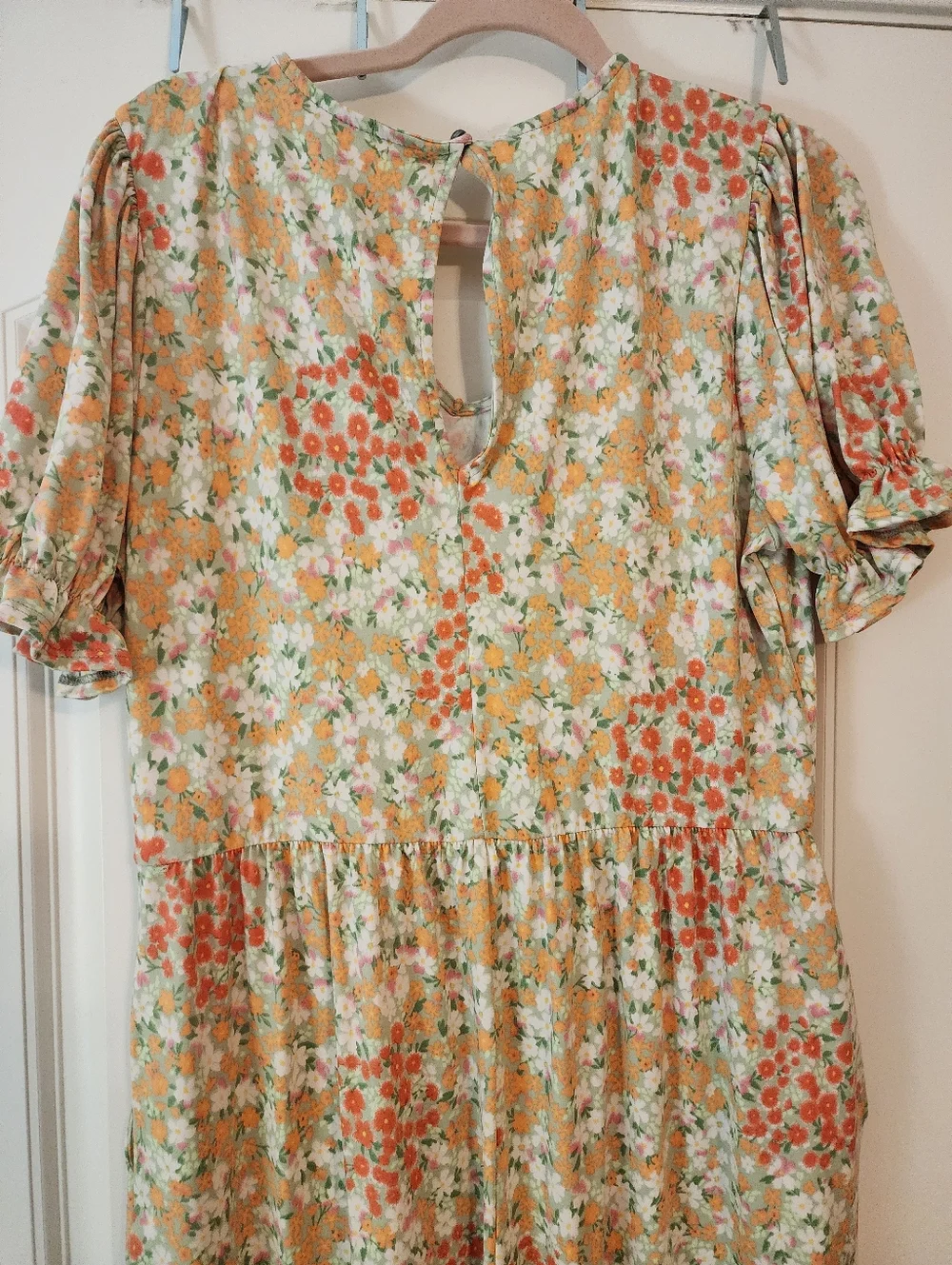 Haptics Floral Tie-Front Romper Yellow Peach Cream Floral 1X Cottagecore Summer